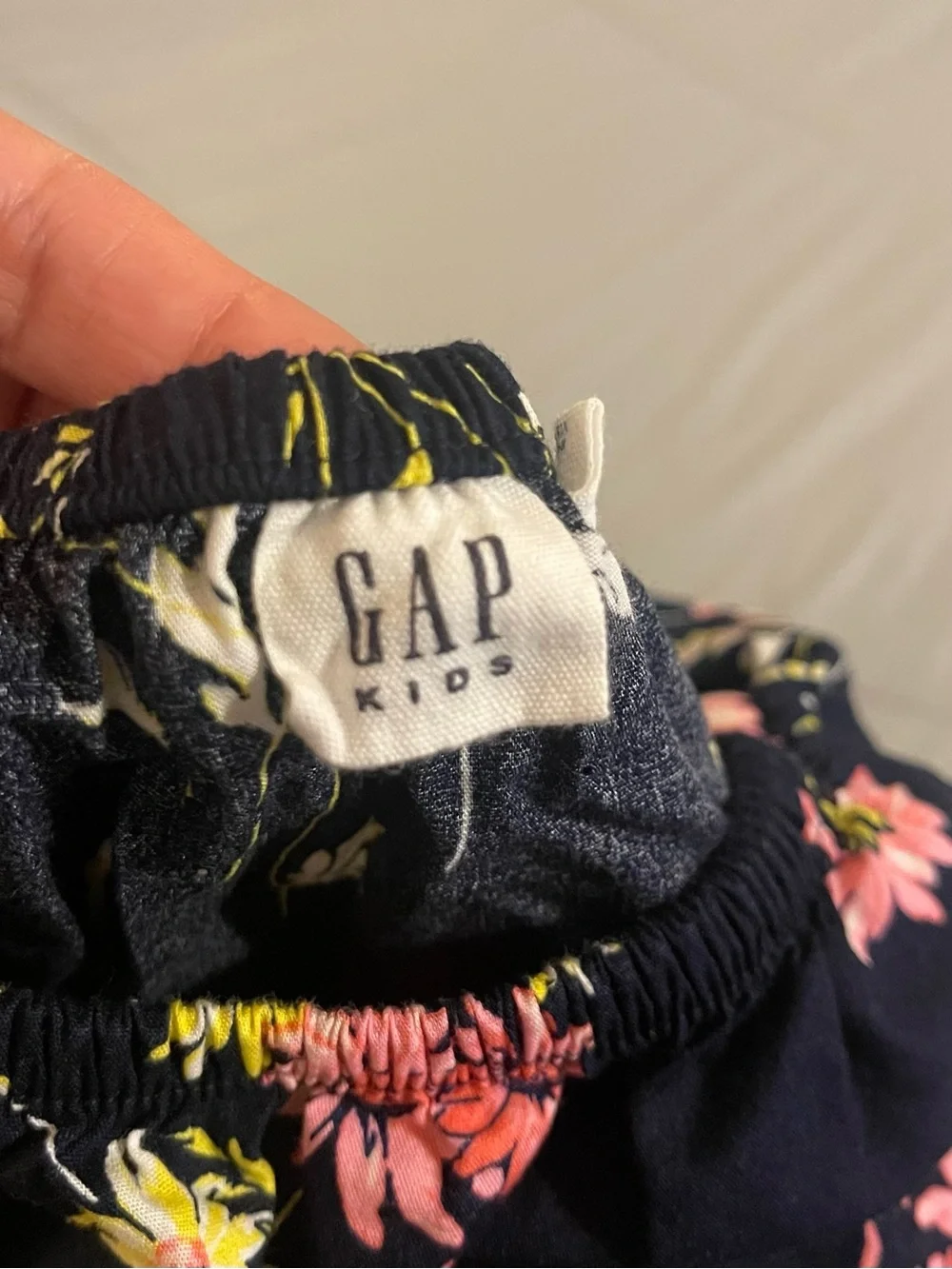 GAP Navy Floral Off-Shoulder Romper with Pink & Yellow Accents